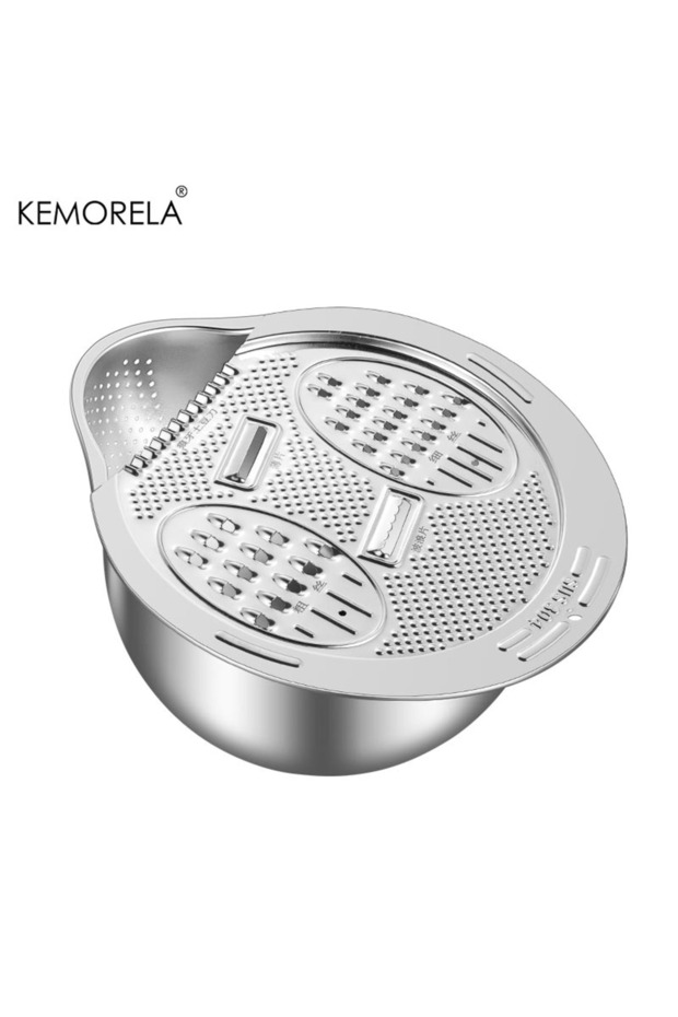 1PCS KEMORELA 2 In1 Wash and Cut Vegetable Drain Bowl Stainless Steel 304 Rice Washing Bowl Fruit An
