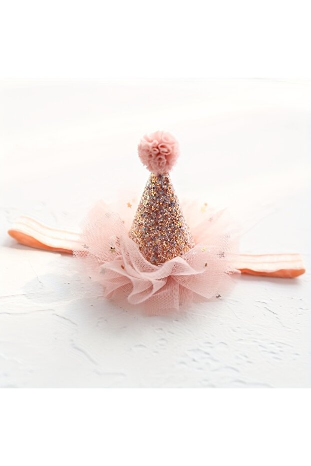Pink Headband 1PC Sparkling Sequin Party Hat with Pink Tulle Bow & Floral Decor, Polyester Celebrati