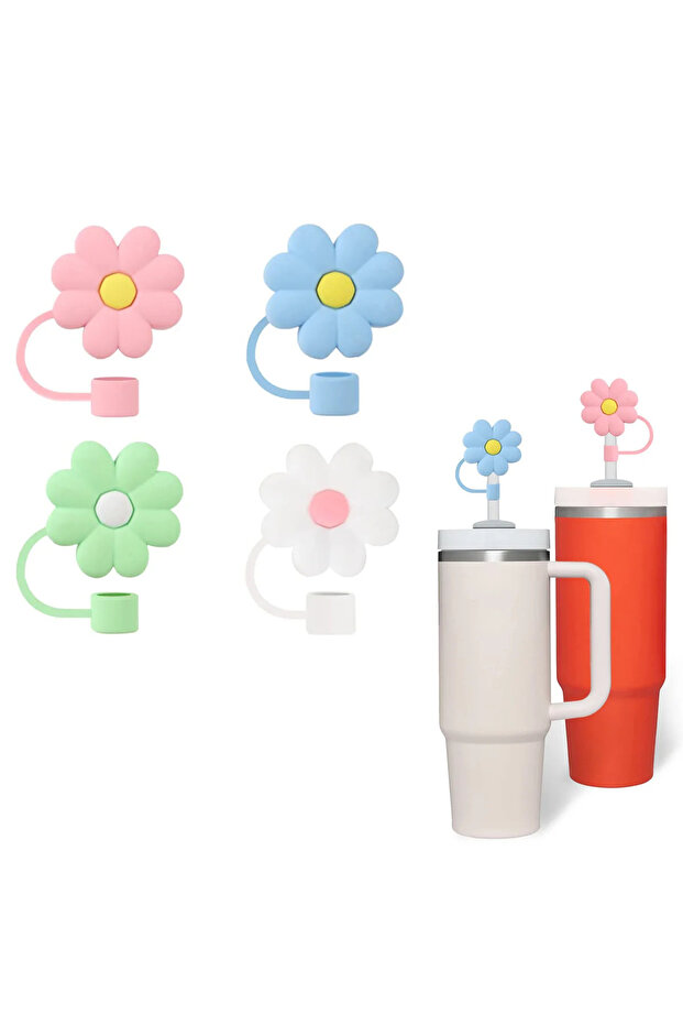 4pcs set 4PC Straw Cover Straw Top Cover Silicone Reusable Dustproof Straw Head 10mm Suitable for Re