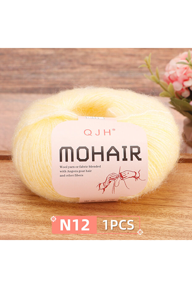 N12 - 1PCS QJH 1PC 25g Fine Mohair Yarn for DIY Crocheting and Knitting - Soft, Warm, Lightweight -