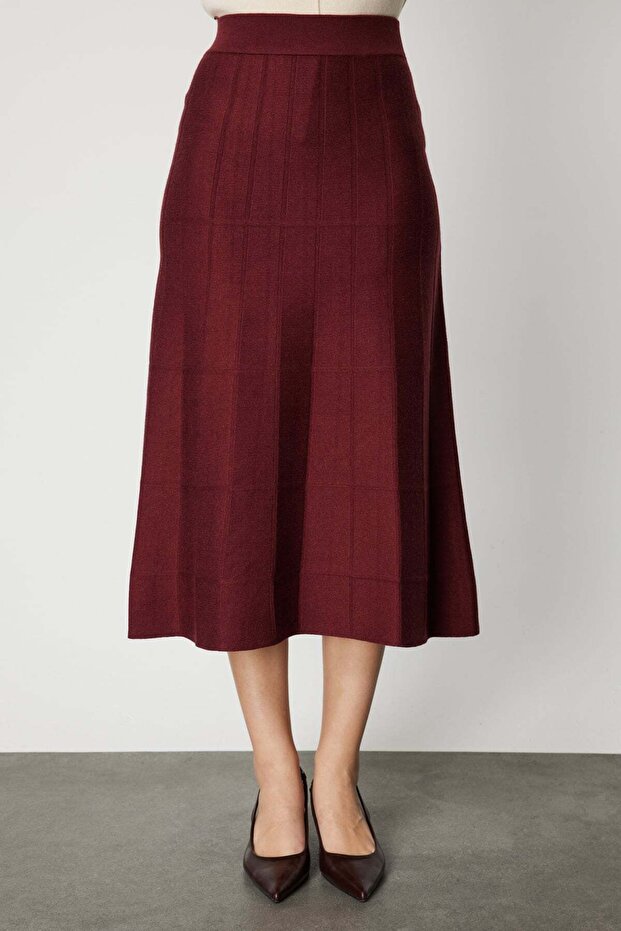 Dikişli Maxi Boy Triko Etek - 4