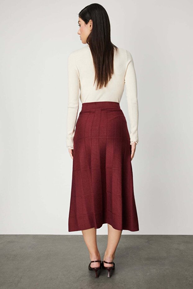 Dikişli Maxi Boy Triko Etek - 6