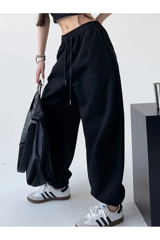2 Threaded Threaded Fleece-Lined Sweatpants with Elastic Legs