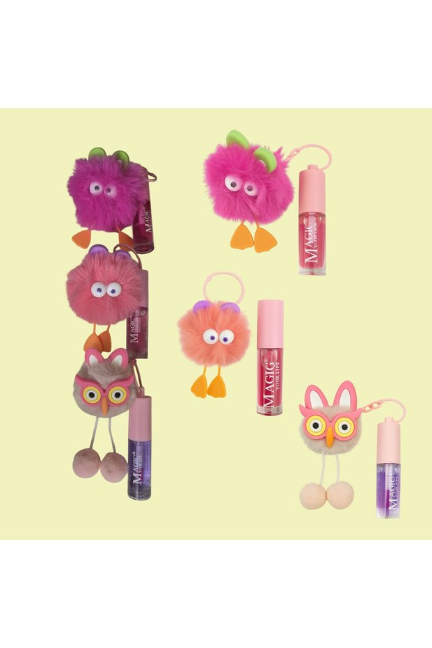 Plush Keychain Tropical Scented Glittery Lip Gloss Gift Children'S-Favorite! Ultra Bright