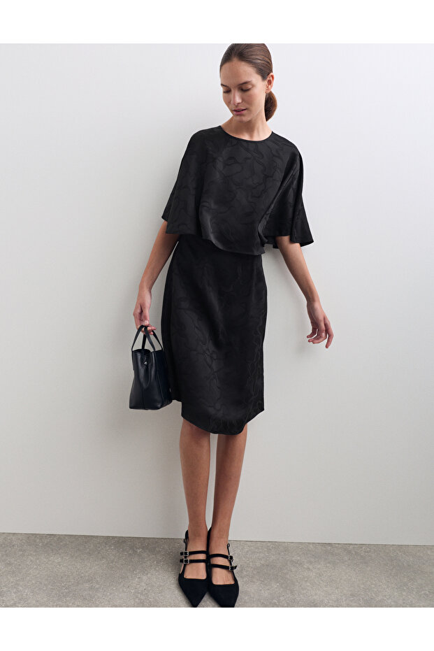 Viskon Kısa Shift Elbise - 1