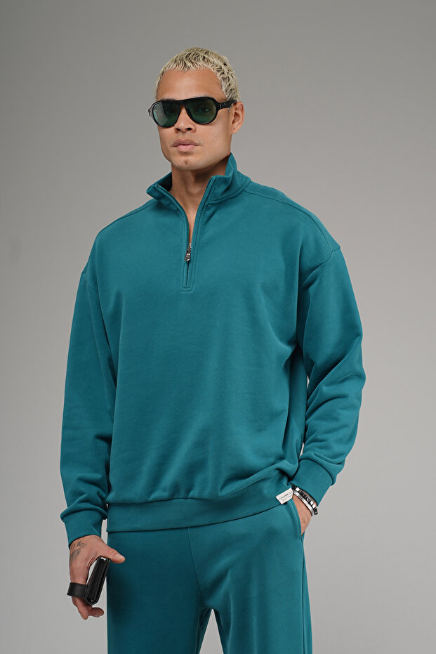 Trend Biz Oversized Fleece-Lined Zippered Collar Tracksuit Set