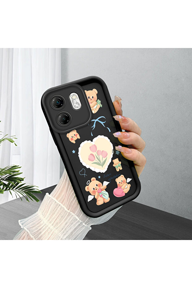 حافظة سيليكون سوداء بنمط لطيف مقاومة للصدمات ومتوافقة مع هاتف Infinix Smart 9 - 2