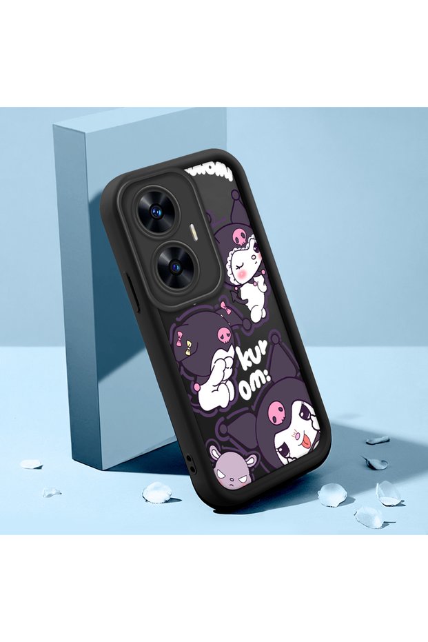 Realme C55 Compatible Black Silicone Animation Pattern High Impact Protection Phone Case