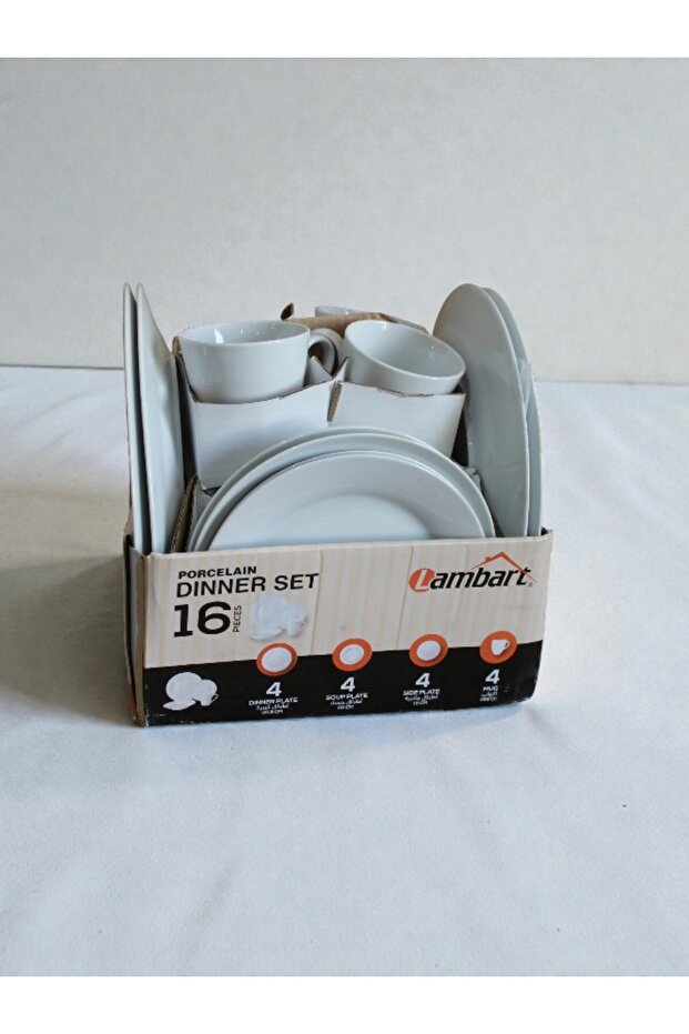 طقم عشاء 16 قطعة - أبيض، بورسلين، - 2
