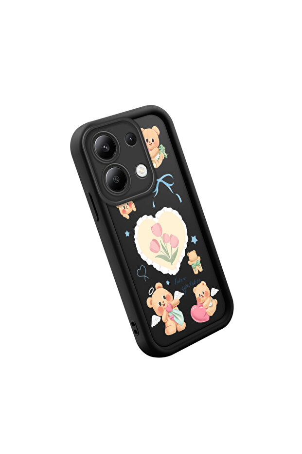 حافظة سيليكون سوداء متوافقة مع هاتف Xiaomi Redmi Note 13 مقاومة للصدمات وذات نمط لطيف - 4