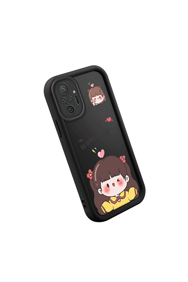 Xiaomi Redmi Note 10 Pro Compatible Shockproof Cute Patterned Black Silicone Case - 4