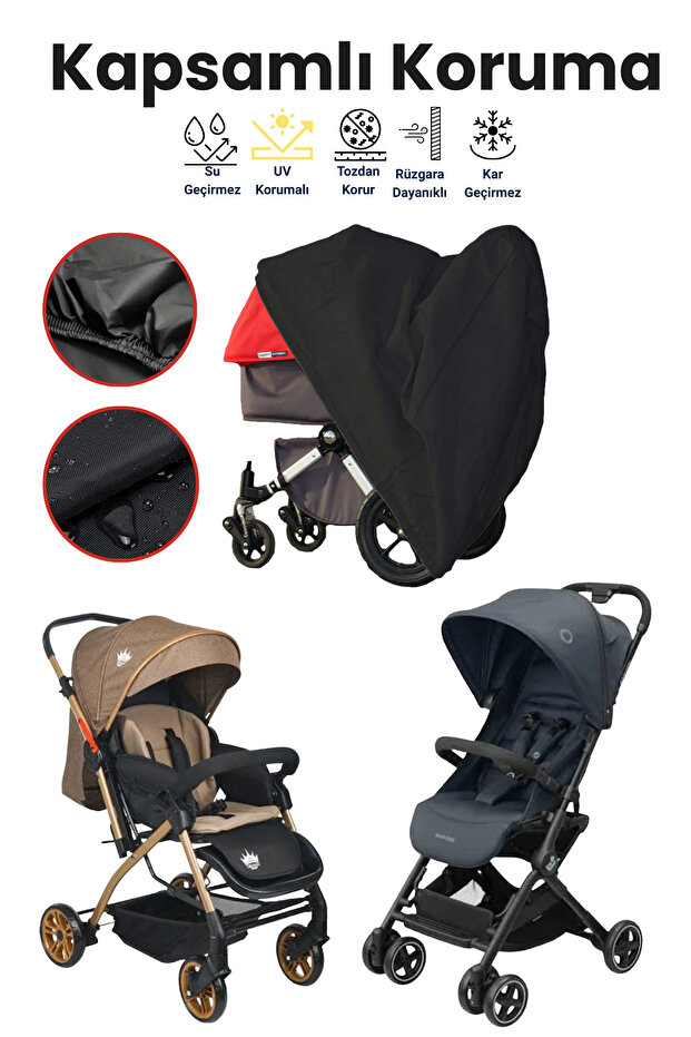 Black Baby Stroller Protective Cover, Waterproof, Protects from Dust and Dirt, Baby Stroller Tarpaulin
