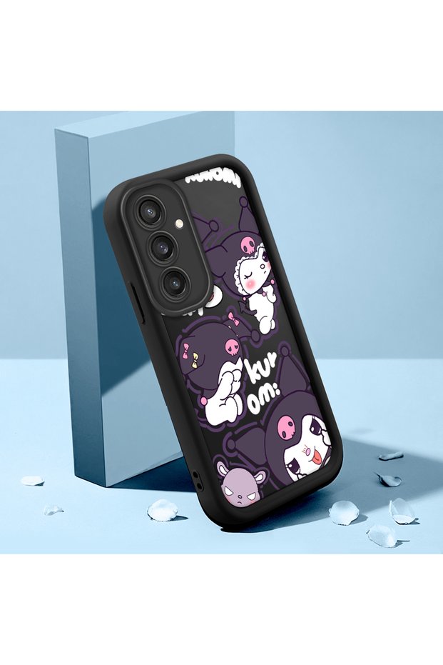 Samsung Galaxy S23 Fe Compatible Black Silicone Animation Pattern High Impact Protection Phone Case