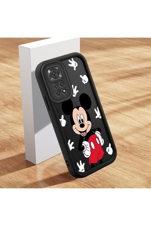 Xiaomi Redmi Note 11S Compatible Cartoon Pattern Black Silicone Shockproof Phone Case