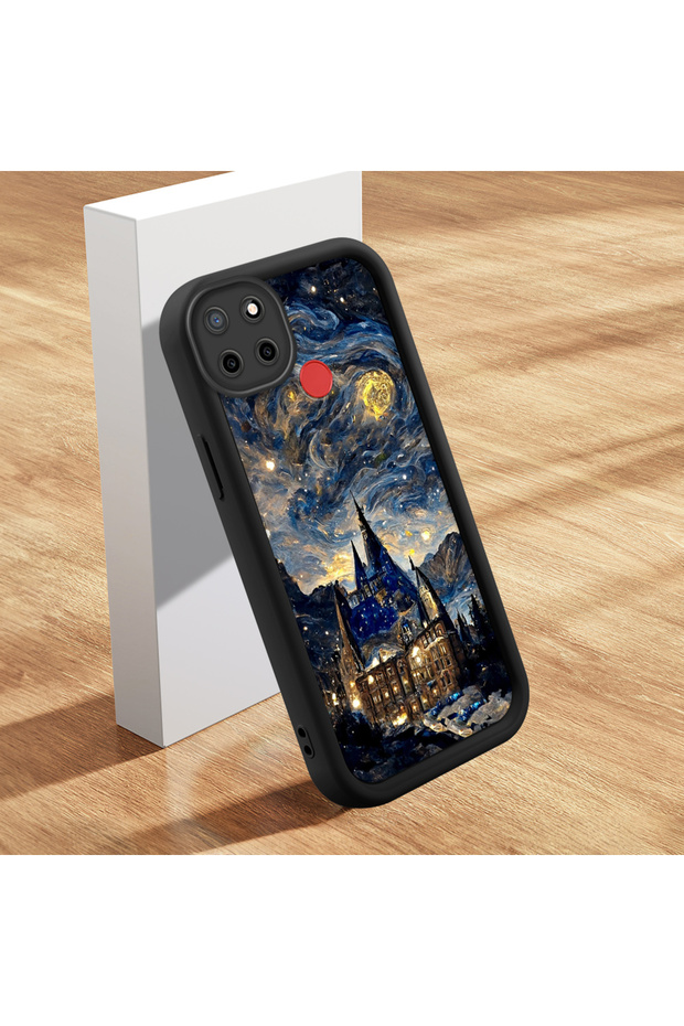 حافظة سيليكون سوداء متوافقة مع نمط السماء الساحر من Realme C25