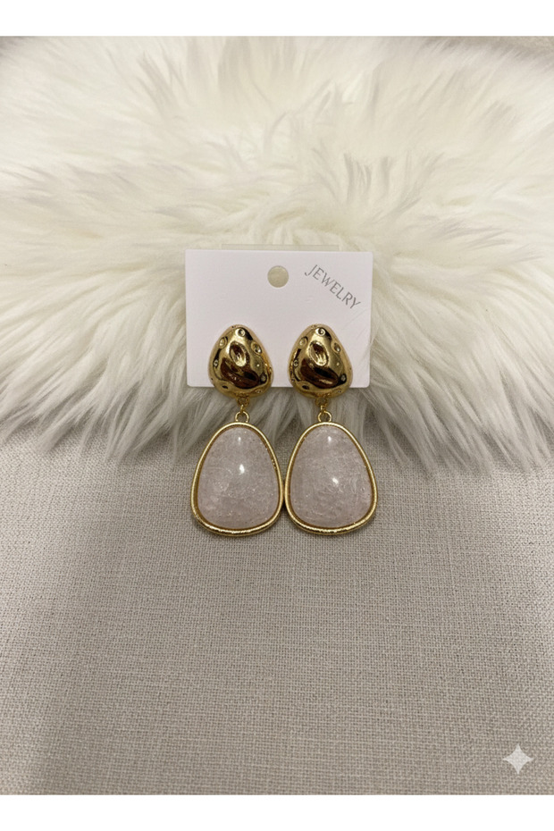 Zara Model Taş Beyaz Küpe - 2