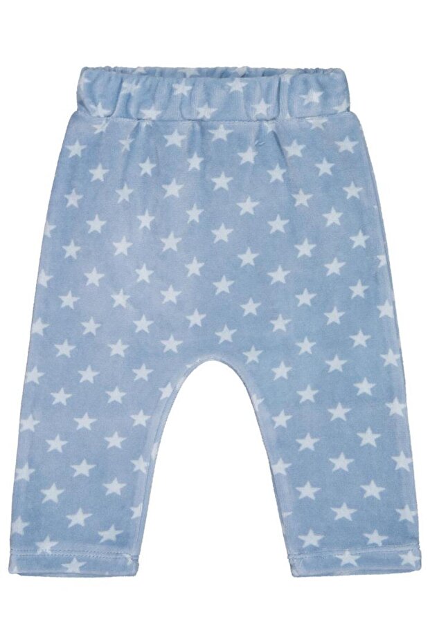 Star Printed Seal Embroidered 6-18 Months Single Bottom Baby - Blue