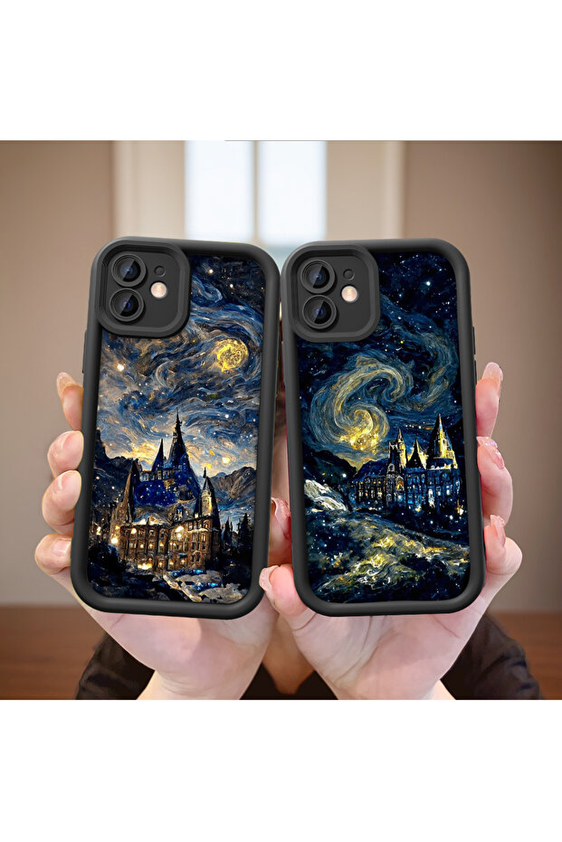 حافظة سيليكون سوداء بنمط السماء الساحرة المتوافقة مع هاتف iPhone 12 - 7