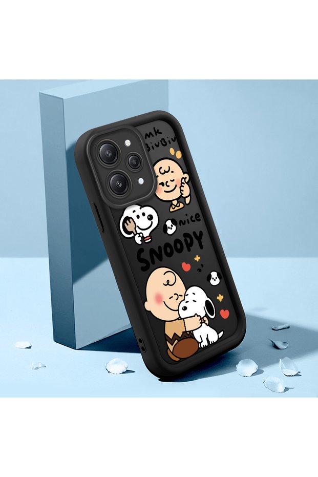 Xiaomi Redmi 12 4g Compatible Black Silicone Cartoon Case Impact Protection