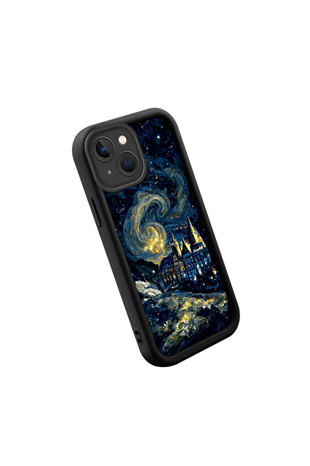 Charming Sky Pattern Black Silicone Case Compatible with iPhone 14 Plus - 2