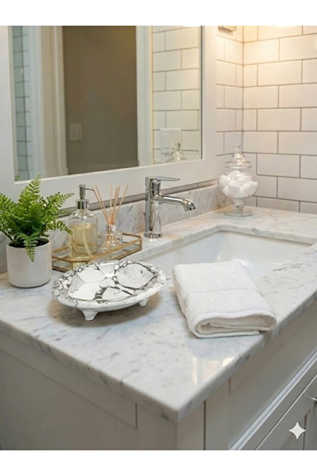 Ceramic Marble Pattern Solid Soap Dish - 3