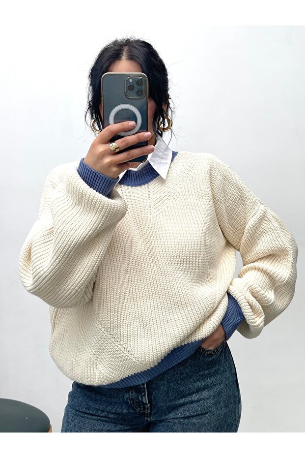 Two Color Knitwear Sweater