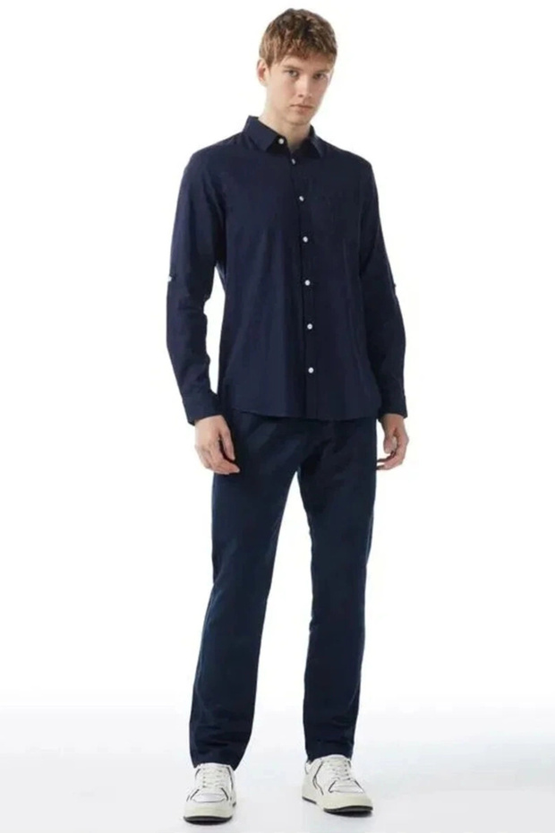 Chino Harlem Po Drws Co Linen Men's Navy Blue Pants MW0MW34533C5J