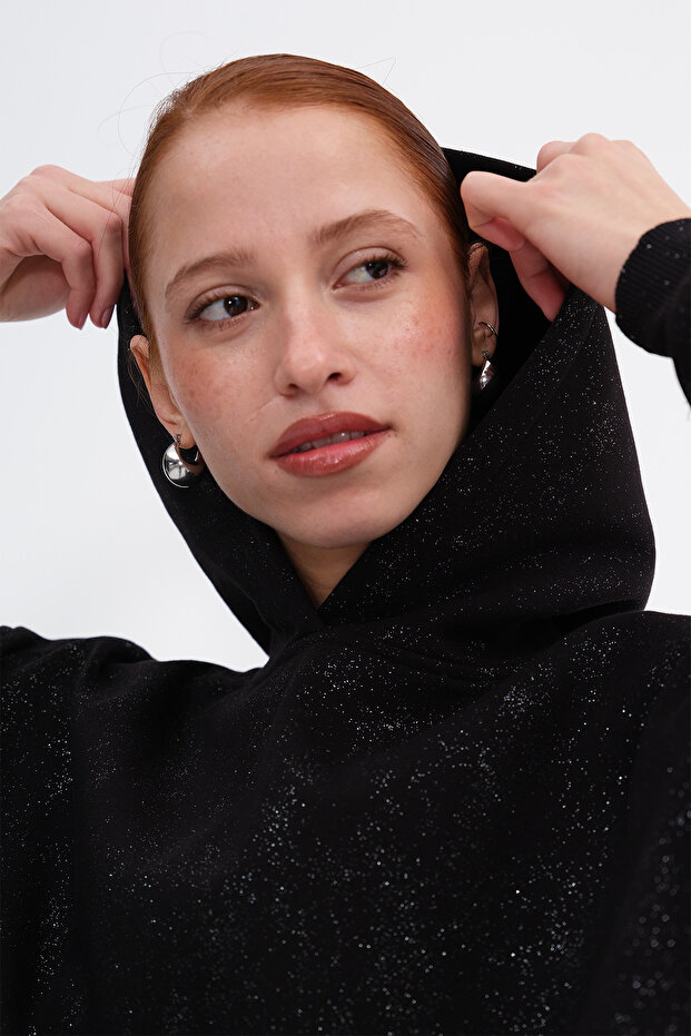 Simli Kapüşonlu Sweatshirt S12916 - 4