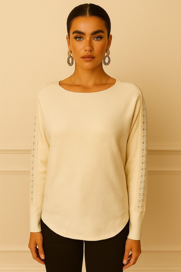 Balon Kollu Örme Kazak - 1