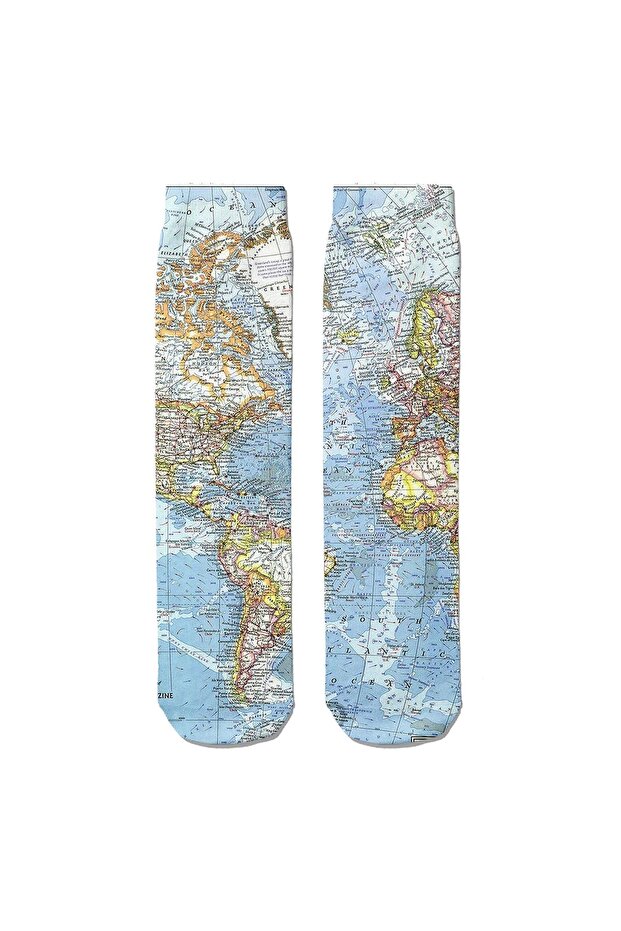 Digital Map Printed Socket Socks - 1