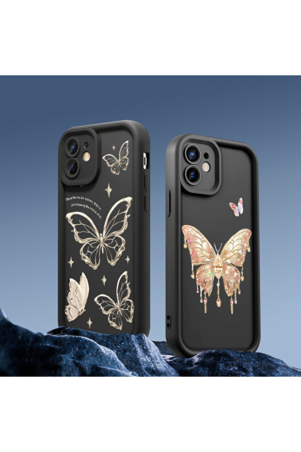 حافظة متينة مقاومة للصدمات بنمط الفراشة من السيليكون الأسود عالي الجودة متوافقة مع هاتف iPhone 14 Plus - 7