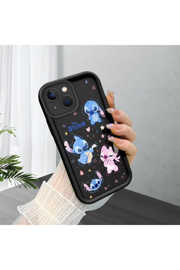 حافظة ممتصة للصدمات بنمط ستيتش من السيليكون الأسود المتوافقة مع هاتف iPhone 13 - 3