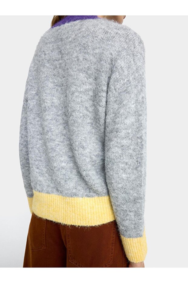 Kontrast Kenarlı Örme Kazak - 5