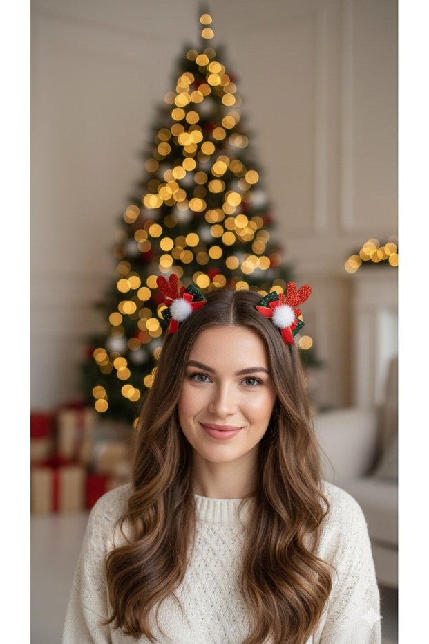 New Year Themed Young Women's Deer Antler Clip-On Hairpin