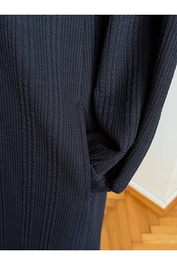 Kapüşonlu ve Cepli Örme Elbise 2402 NAVRA | - 4