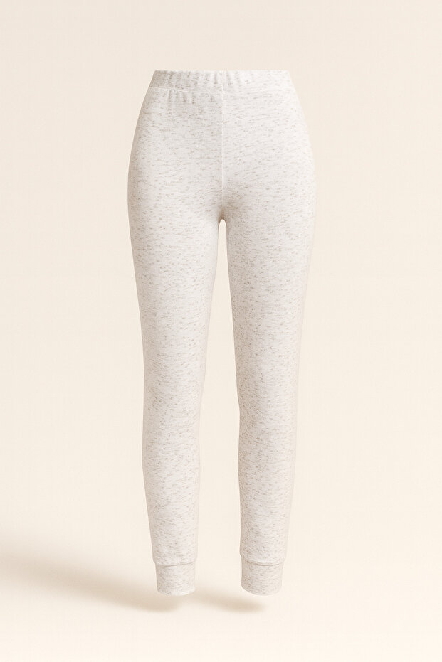 Kadın Pamuklu Kırçıllı Örme Uzun Tayt - 1