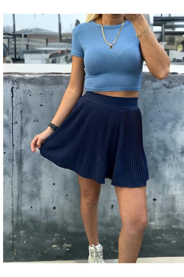 PİLİSELİ ŞORTLU KISA ETEK - 3