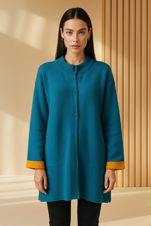 Mock Neck Button Knitwear Cardigan