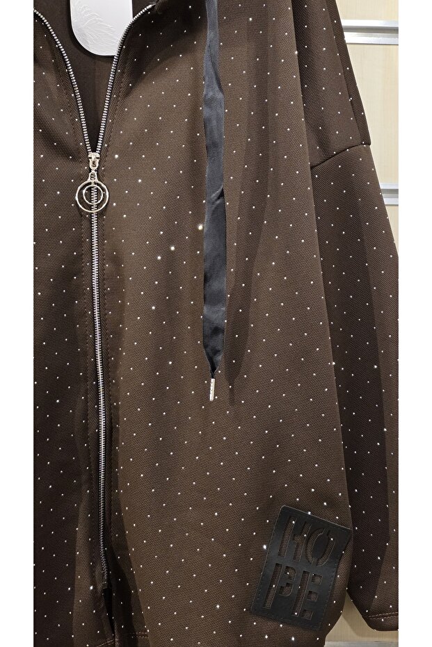 Stone Printed Jacket Hooded Oversized - 4