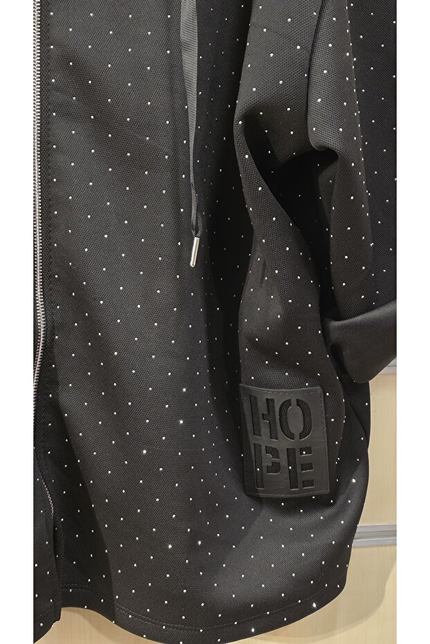 Taş Baskılı Ceket Kapüşonlu Oversize - 4