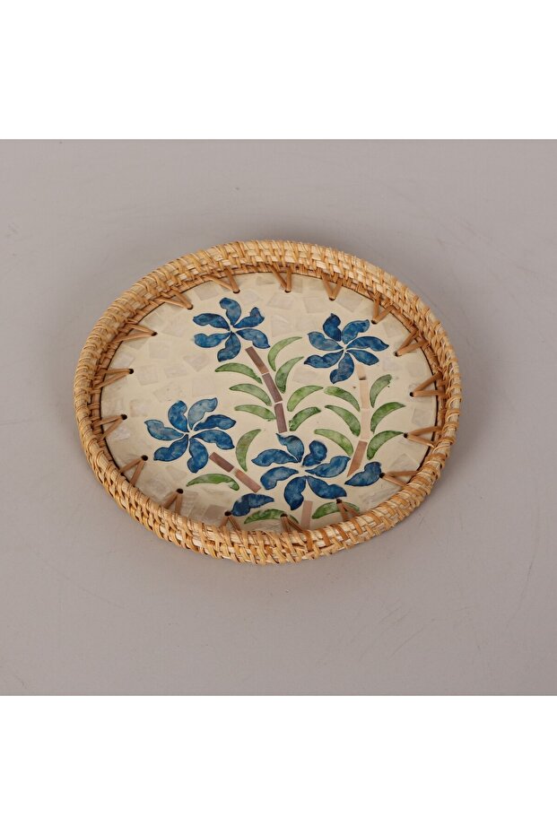 صينية راتان لؤلؤية وديكور حائط من تشارا مقاس 21×2.5 سم