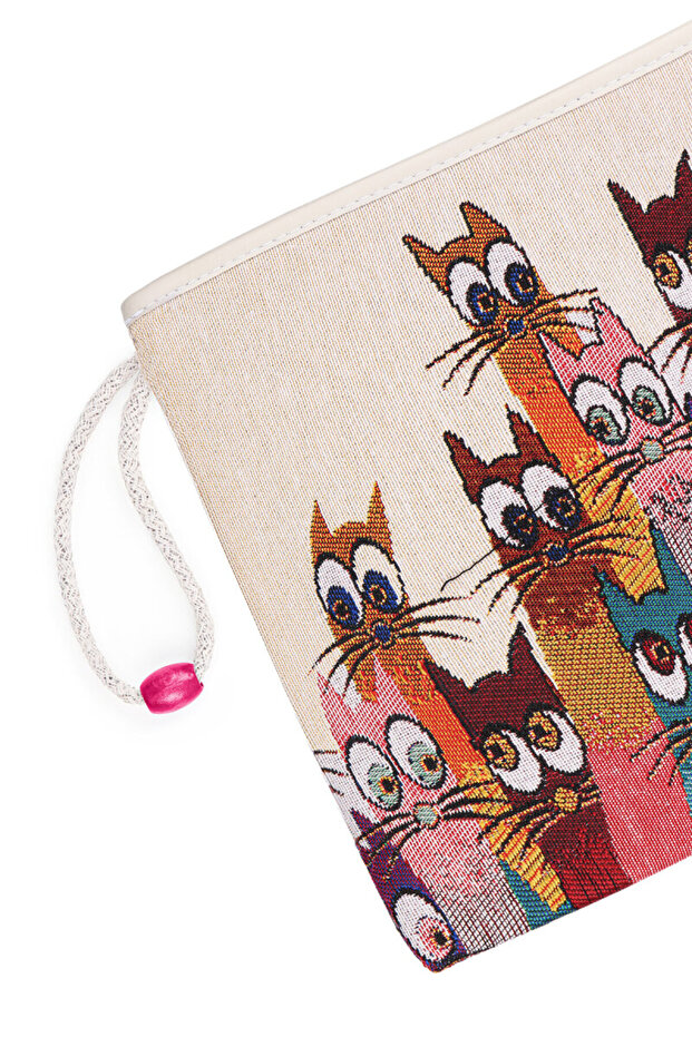 حقيبة يد منسوجة بنمط القطة - 3