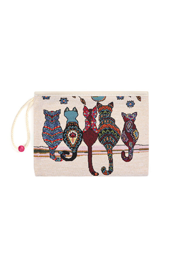 محفظة نسيج نمط القط - 1