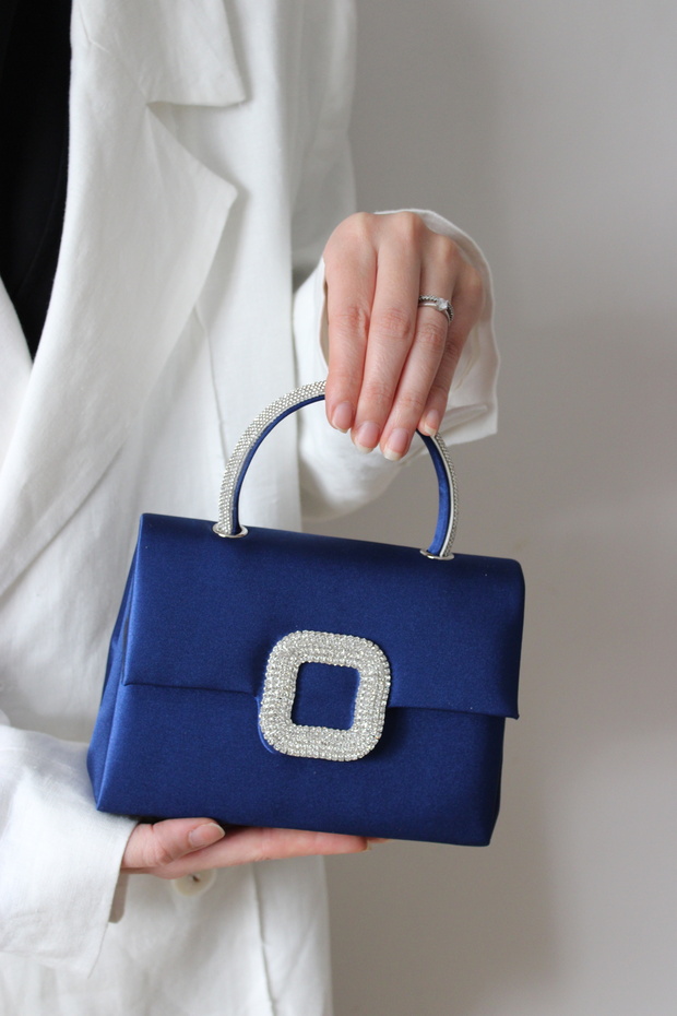 Women's Evening Dress Bag - Evening Dress Bag with Crystal Stone Buckle