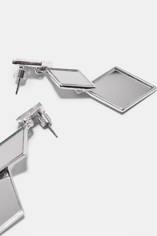 Baklava şeklinde kristal efektli küpe - 5