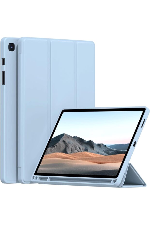 Case for Samsung Galaxy Tab S6 Lite 10.4 Inch (2024/2022/2020) - Soft TPU Back, Tri-fold Stand, Blue