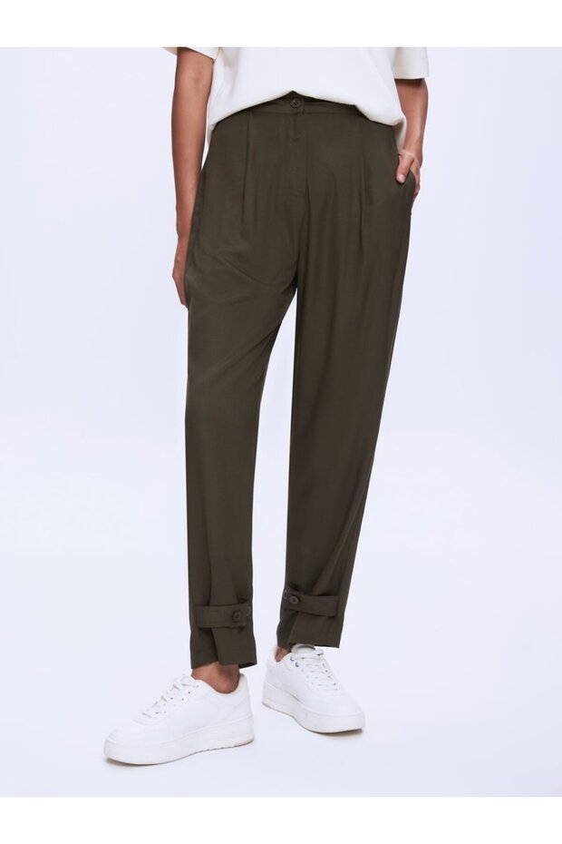 Düz Paça Regular Yeşil Pantolon - 2