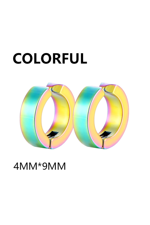 Colour 2 Pcs Classic Korean Punk Stainless Steel Ear Clip Earrings for Men Women Black No Pierced Fa
