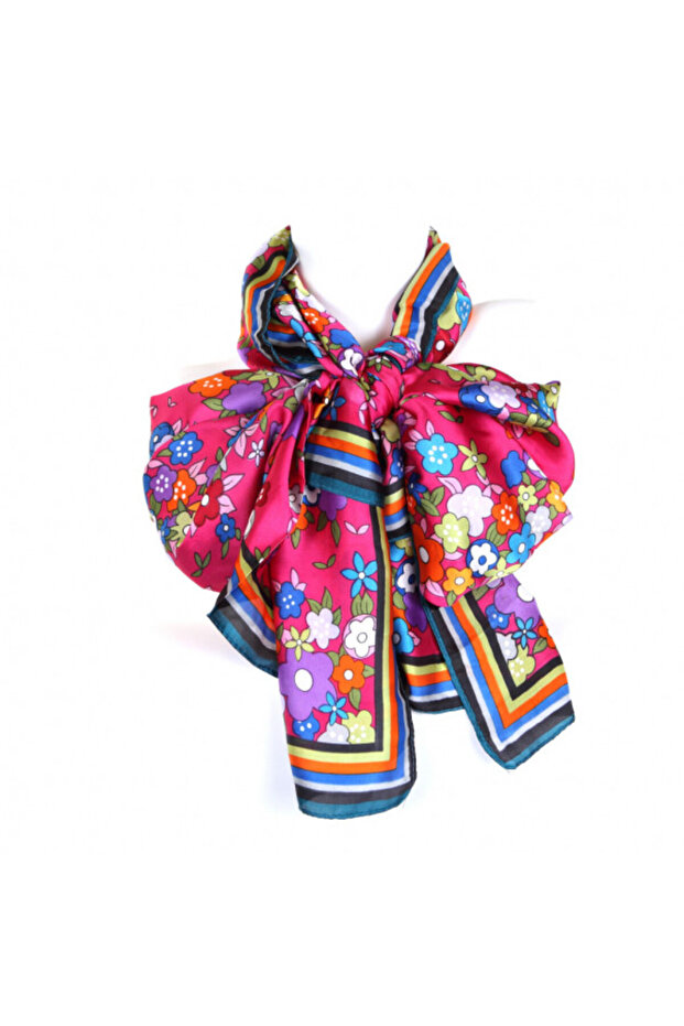 Eșarfă roz cu flori - 1