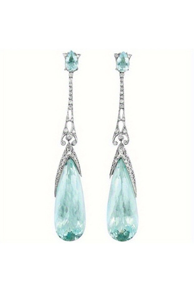 T042 1 Aesthetic Light Blue Dangle Earrings for Women Fashion Contracted Design Temperament Lady Ear